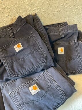 Lot of 3 Durable Carhartt FR flame-resistant work pants in navy. Size 32/32